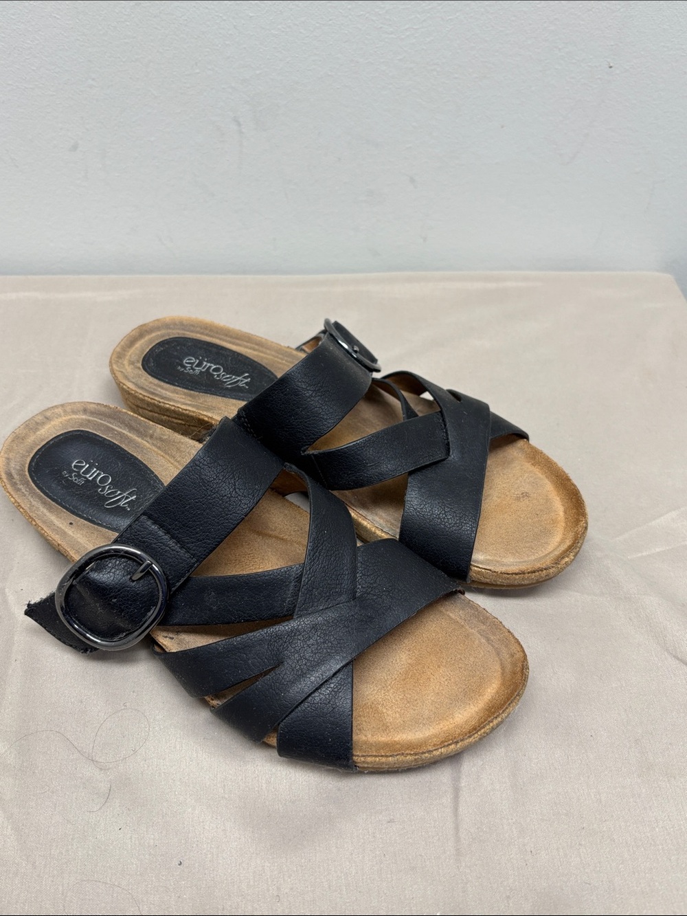Euro Soft by Softt Gwenda Sandals Women's Black Slide Comfort SZ 9M